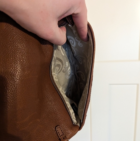 Brighton All You Need Is Love faux croc brown patent leather shoulder bag - Picture 4 of 5